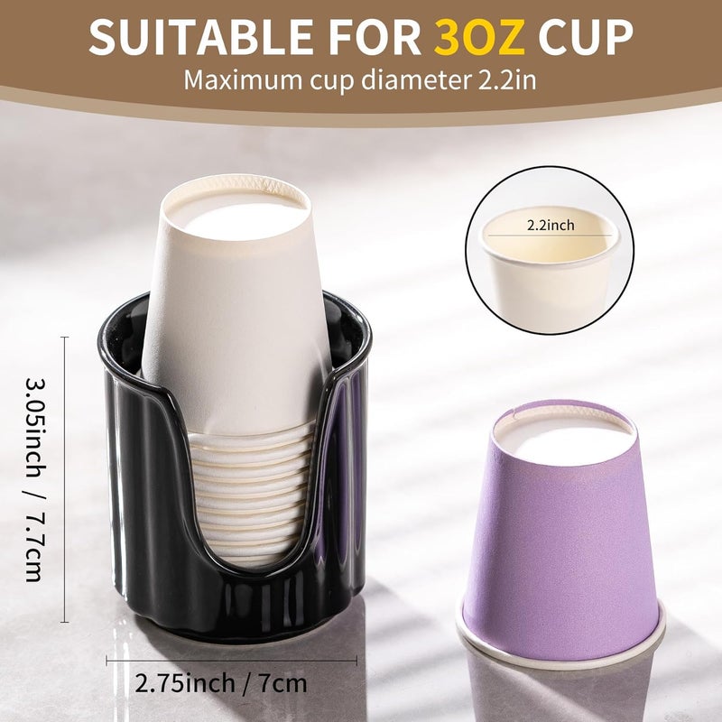 TANEW Ceramic Bathroom Cup Dispenser with Stylish Vertical Stripes - Dixie Cup Dispenser & Mouthwash Cup Holder Holds 3oz Paper Cups for Rinsing Cups on Bathroom Vanity Countertops Glossy Black - Image 2